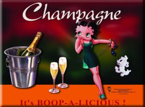 Metal Kartpostal - BETTY BOOP DEBOUT AVEC CHIEN 15 x 21