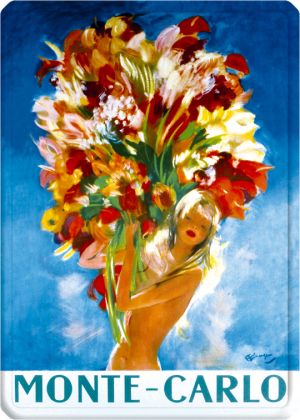 Metal Poster - MONTE CARLO DOMERGUE FEMME AU BOUQET METAL 15X21 