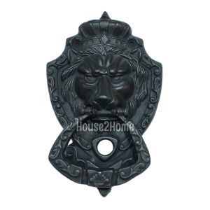 House2Home Pirinç Aslan Kapı Tokmağı, Tak Tak, Oksit Siyah