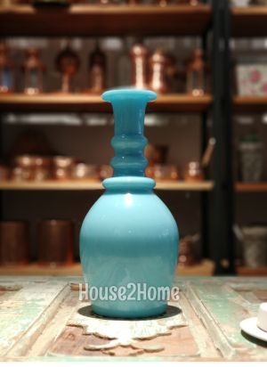 House2home El Yapımı Opalin Vazo Turkuaz Mavi