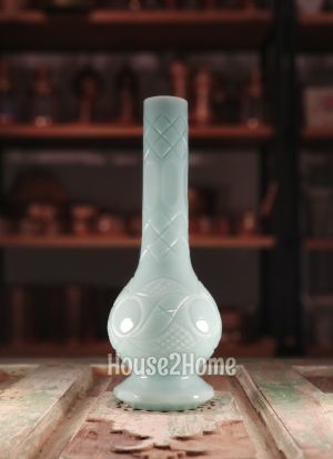 House2home El Yapımı Opalin Kesme Vazo Açık Yeşil