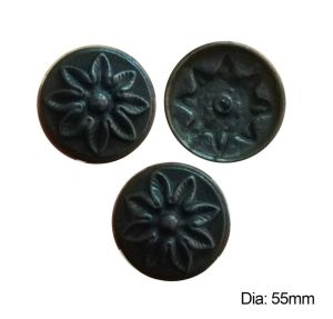 El Yapımı Eskitme Pirinç Yuvarlak Dövme Kabara 10 Adet Çap 5,5cm.