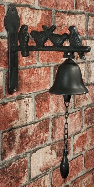 House2Home El Yapımı Pirinç Kuşlu Kapı Çanı, 4 kuşlu Zil,  Oksit Siyah
