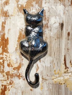 House2Home Pirinç Kedi Kapı Tokmağı, Tak Tak, Krom 