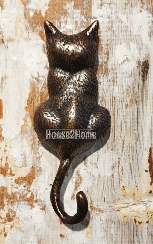House2Home Pirinç Kedi Kapı Tokmağı, Tak Tak, Bakır