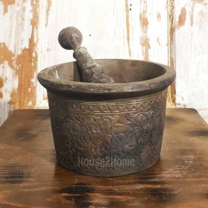 House2home El Yapımı Pirinç  İşlemeli Havan