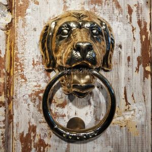 House2Home El Yapımı Pirinç Golden Köpek Tokmağı, Tak Tak  Sarı Siyah