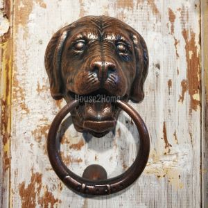 House2Home El Yapımı Pirinç Golden Köpek Tokmağı, Tak Tak  Bakır