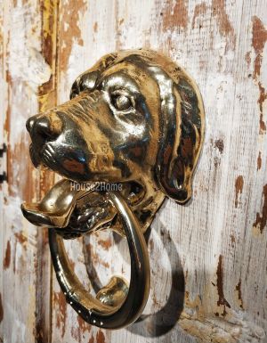 House2Home El Yapımı Pirinç Golden Köpek Tokmağı, Tak Tak  Sarı Siyah