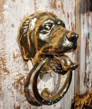 House2Home El Yapımı Pirinç Golden Köpek Tokmağı, Tak Tak  Sarı Siyah