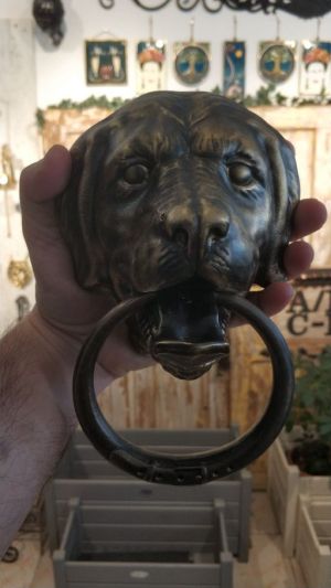 House2Home El Yapımı Pirinç Golden Köpek Tokmağı, Tak Tak  Sarı Siyah