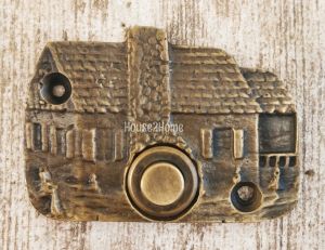 House2home El Yapımı Pirinç Ev Kapı Zili Antik Sarı