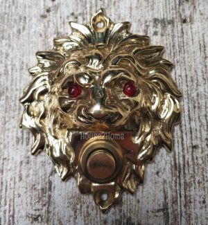 House2home El Yapımı Pirinç Aslan Kapı Zili Sarı