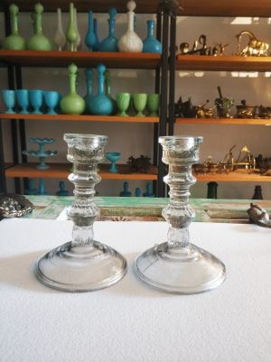 2 Adet Cam Şamdan Beyaz Şeffaf 