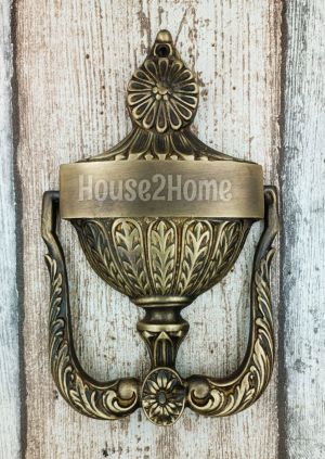 House2Home El Yapımı Pirinç Kapı Tokmağı, Tak Tak, Antik Sarı