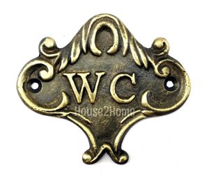 House2home El Yapımı Pirinç Wc Yönlendirme Tabelası Antik