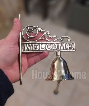 House2Home El Yapımı Pirinç Welcome Kapı Çanı, Antik Sarı