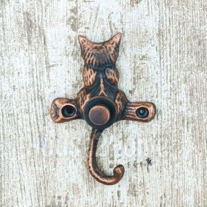 House2home El Yapımı Pirinç Kedi Kapı Zili. Bakır