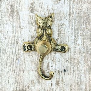 House2home El Yapımı Pirinç Kedi Kapı Zili. Sarı Siyah