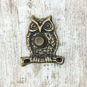 House2home El Yapımı Pirinç Baykuş Kapı Zili. Antik Sarı