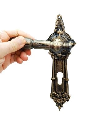 House2home El Yapımı Pirinç Kapı Kolu Takımı Yaylı Oda & Yale