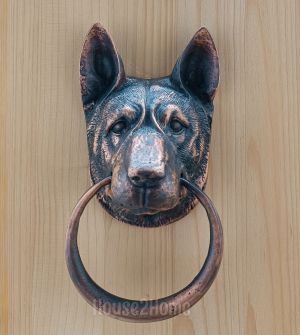 House2Home El Yapımı Pirinç Kurt Köpeği Kapı Tokmağı Bakır