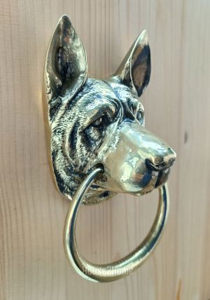 House2Home El Yapımı Pirinç Kurt Köpeği Kapı Tokmağı Sarı Siyah
