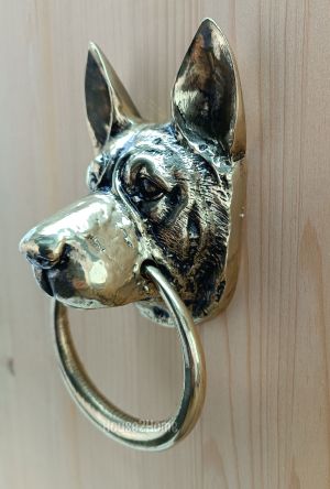 House2Home El Yapımı Pirinç Kurt Köpeği Kapı Tokmağı Sarı Siyah