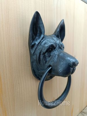 House2Home El Yapımı Pirinç Kurt Köpeği Kapı Tokmağı Oksit