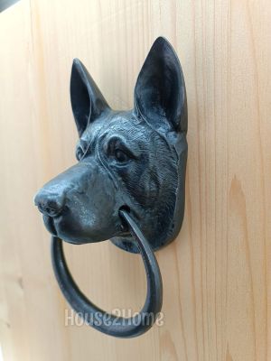House2Home El Yapımı Pirinç Kurt Köpeği Kapı Tokmağı Oksit