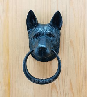House2Home El Yapımı Pirinç Kurt Köpeği Kapı Tokmağı Oksit
