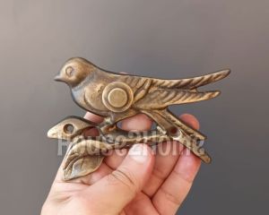 House2Home El Yapımı Pirinç Kuş Kapı Zili Antik Sarı