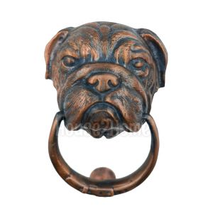 House2home El Yapımı Pirinç Buldoğ Köpek Kapı Tokmağı Bakır