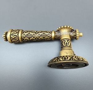House2home El Yapımı Pirinç İşlemeli Rozetli Kapı Kolu Takımı