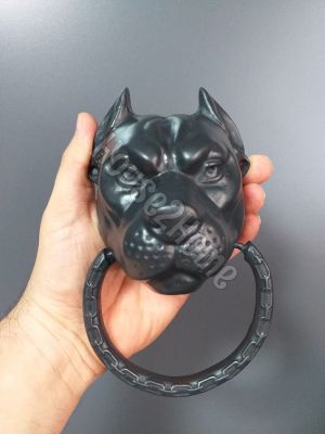 House2home El Yapımı Pirinç Pitbull Kapı Tokmağı Oksit Küçük Boy