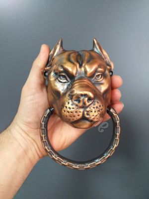 House2home El Yapımı Pirinç Pitbull Kapı Tokmağı Bakır Küçük Boy