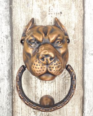House2home El Yapımı Pirinç Pitbull Kapı Tokmağı Bakır Küçük Boy