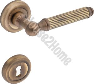 House2home El Yapımı Pirinç Rozetli Kapı Kolu Takımı