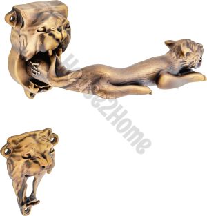 House2home El Yapımı Pirinç Aslan Rozetli Kapı Kolu Takımı