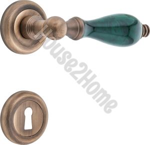 House2home El Yapımı Pirinç Porselen Rozetli Kapı Kolu Takımı