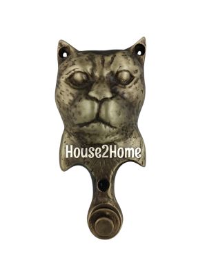 House2Home El Yapımı Pirinç Kedi Kapı Zili Antik Sarı