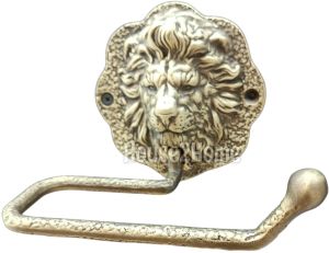 House2Home El Yapımı Pirinç Aslan Tuvalet Kağıtlığı Antik Sarı
