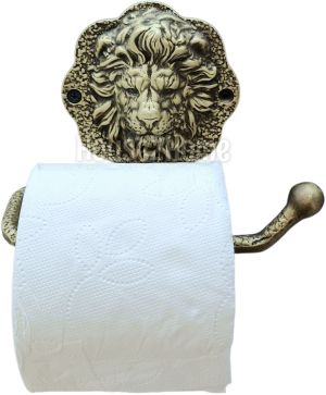 House2Home El Yapımı Pirinç Aslan Tuvalet Kağıtlığı Antik Sarı