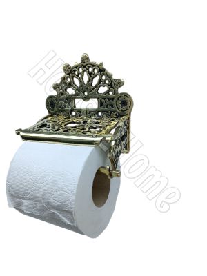 House2Home El Yapımı Pirinç Tuvalet Kağıtlığı Antik Sarı