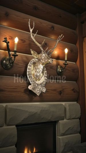 House2home El Yapımı Pirinç Geyik Başı - Trofe - Duvar Süsü 53cm.
