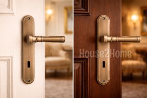 House2home El Yapımı Pirinç Aynalı Kapı Kolu Takımı