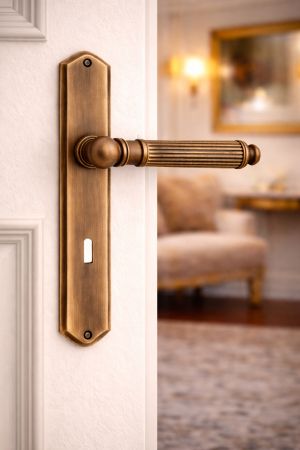 House2home El Yapımı Pirinç Aynalı Kapı Kolu Takımı