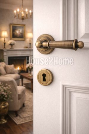 House2home El Yapımı Pirinç Rozetli Kapı Kolu Takımı