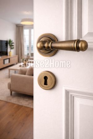 House2home El Yapımı Pirinç Rozetli Kapı Kolu Takımı