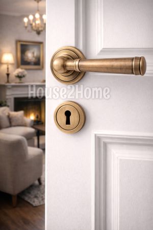 House2home El Yapımı Pirinç Rozetli Kapı Kolu Takımı